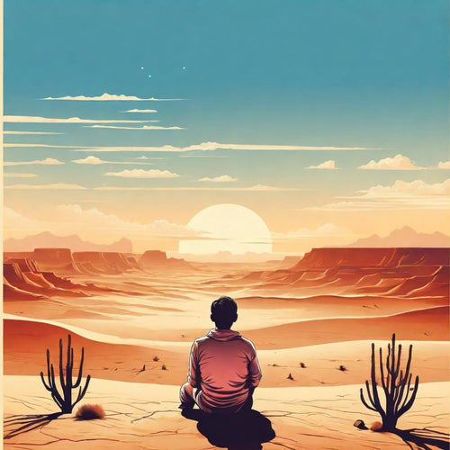 Illustration Sonnenuntergang in der Wüste