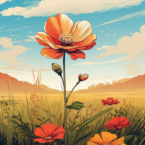 Illustration einer blühenden Blume, welche Selbstliebe darstellen soll.
