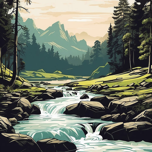 Illustration eines beruhigenden Flusses.
